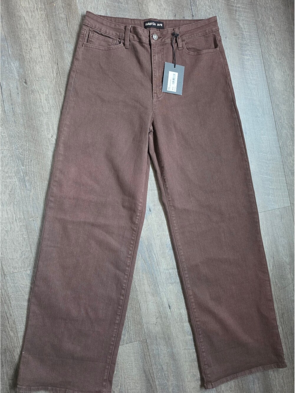 Indigo Six Dark Brown Cuffed Wide Leg Jeans Size 31/12